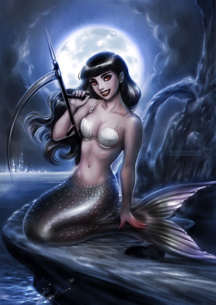 mermaid girl fantasy blue evil image by @fantasyrebel.